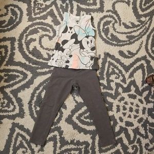 Minnie mouse tank w/ grey leggings 4T